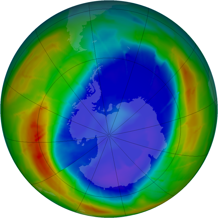 Antarctic ozone map for 04 September 2009